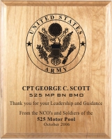 Army Laser Engraved Alder Wood Plaque