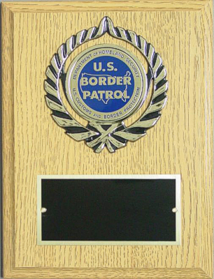 Simulated Oak Plaque with Border Patrol Litho