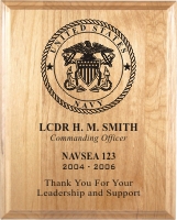 Navy Laser Engraved Alder Wood Plaque
