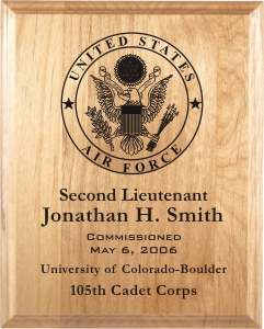 USAF Laser Engraved Alder Wood Plaque