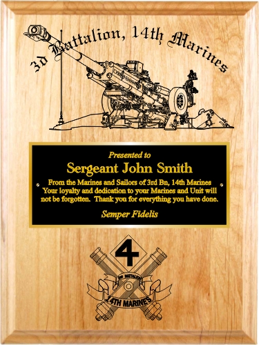 3rd Battalion 14th Marines Special Order Laser Plaque