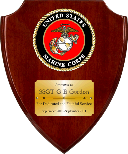 United States Marine Corps Rosewood Shield Plaque