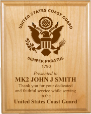 UNITED STATES COAST GUARD LASER PLAQUE