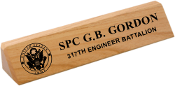 10 inch alderwood desk wedge laser engraved