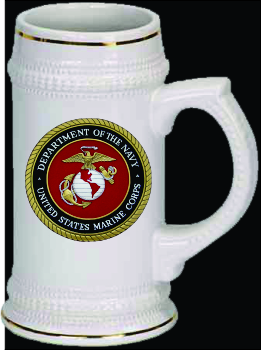 18 oz Ceramic Stein with Gold Trim